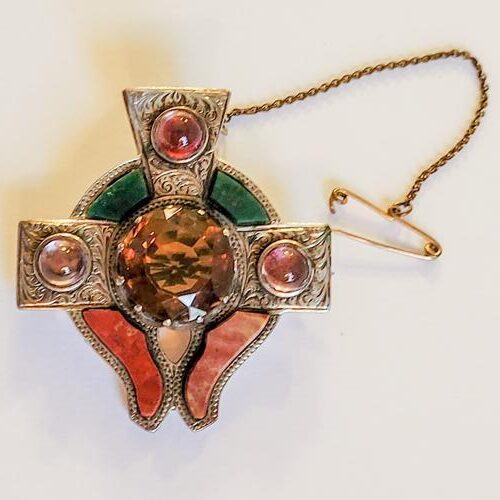 Antique Victorian Scottish Silver/Agate Brooch Pin